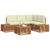 vidaXL Conjunto de sof&aacute;s de exterior con coj&iacute;n 5 Pieza Natural y Crema