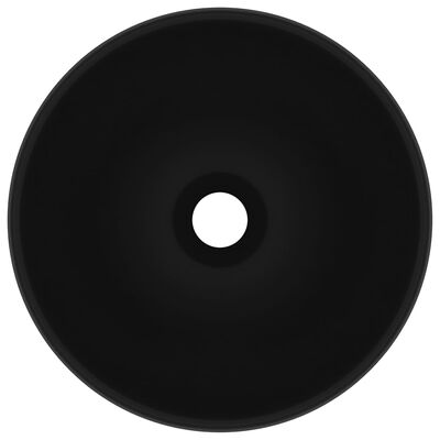 vidaXL Lavabo de lujo redondo cerámica negro mate 32,5x14 cm