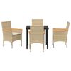 vidaXL Conjunto de Comedor de Jard&iacute;n 5 uds. Beige rat&aacute;n sint&eacute;tico