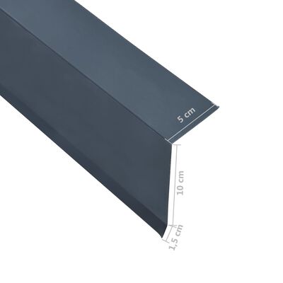 vidaXL Perfiles de borde tejado en L 5 uds aluminio antracita 170 cm