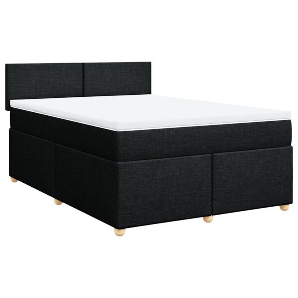 vidaXL Cama box spring con colch&oacute;n tela negro 140x200 cm