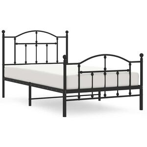 vidaXL Estructura cama sin colch&oacute;n con estribo metal negro 100x190 cm