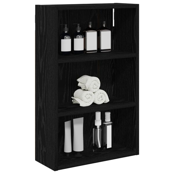 vidaXL Armario de pared para ba&ntilde;o Roble Negro 40 x 16 x 62,5 cm