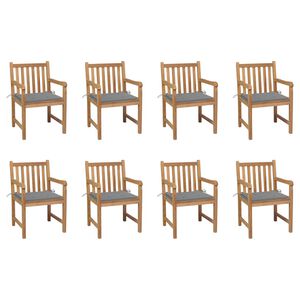 vidaXL Sillas de jard&iacute;n 8 uds madera maciza de teca cojines gris