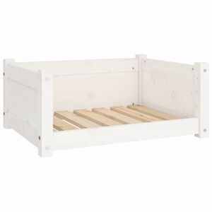 vidaXL Cama para perros blanca 65,5x50,5x28 cm madera maciza de pino