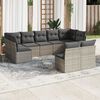 vidaXL Set de muebles de jard&iacute;n 9 pzas y cojines rat&aacute;n sint&eacute;tico gris