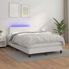 vidaXL Cama box spring colch&oacute;n y LED cuero sint&eacute;tico blanco 120x190 cm