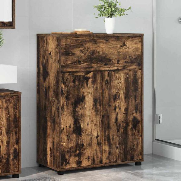 vidaXL Gabinete de Ba&ntilde;o con caj&oacute;n Roble ahumado 72,5 x 36,5 x 100 cm