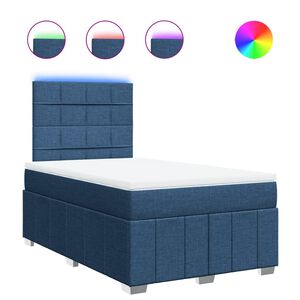 vidaXL Cama box spring con colch&oacute;n tela azul 120x200 cm