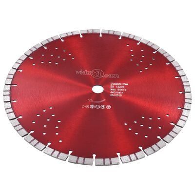 vidaXL Disco de corte de diamante con turbo y agujeros acero 350 mm