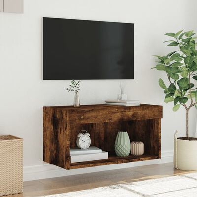 vidaXL Mueble para TV con luces LED roble ahumado 60x30x30 cm