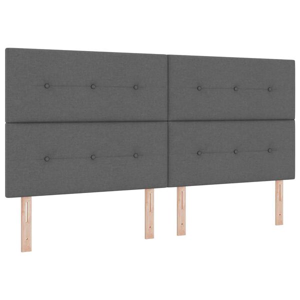 vidaXL Cama tipo Box Spring con colch&oacute;n Gris oscuro 200 x 200 cm tela