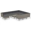 vidaXL Set de muebles de jard&iacute;n 12 pzas y cojines rat&aacute;n sint&eacute;tico gris