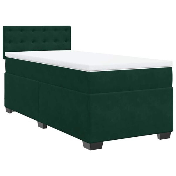 vidaXL Cama box spring con colch&oacute;n terciopelo verde oscuro 100x200 cm