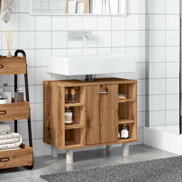 vidaXL Armario de ba&ntilde;o madera contrachapada roble artisan 60x32x53,5cm