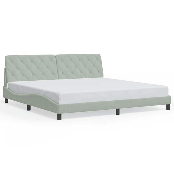 vidaXL Estructura de cama sin colch&oacute;n terciopelo gris claro 200x200 cm