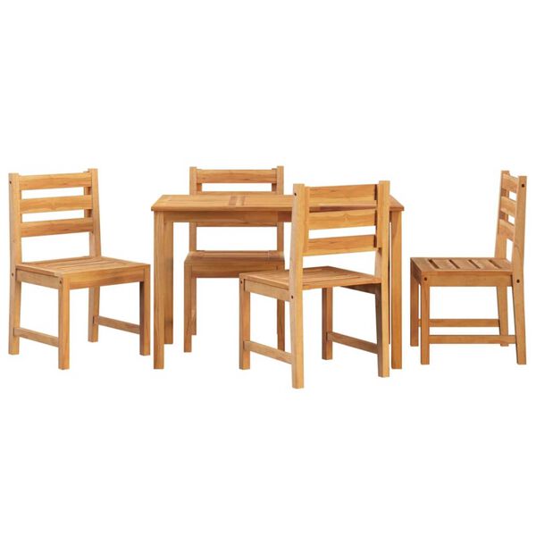 vidaXL Juego de comedor para jard&iacute;n 5 piezas madera maciza de teca