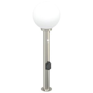 vidaXL Baliza luminosa con sensor y toma de corriente, 80 cm, acero inoxidable, IP44