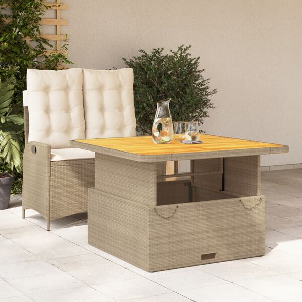vidaXL Set comedor de jard&iacute;n 2 pzas con cojines rat&aacute;n sint&eacute;tico beige