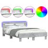 vidaXL Estructura de cama cabecero y luces LED gris hormig&oacute;n 120x190cm