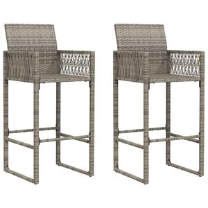 vidaXL Taburetes altos de jard&iacute;n 2 unidades rat&aacute;n sint&eacute;tico gris