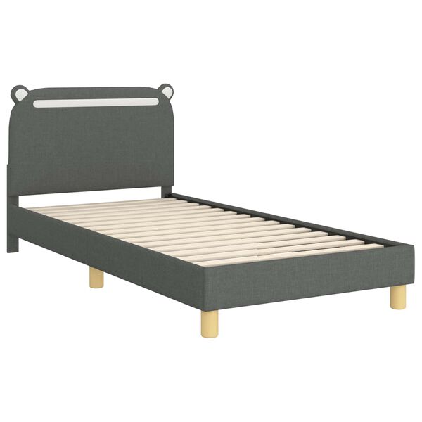 vidaXL Cama para niños con cabecero Gris oscuro 90 x 200 cm tela