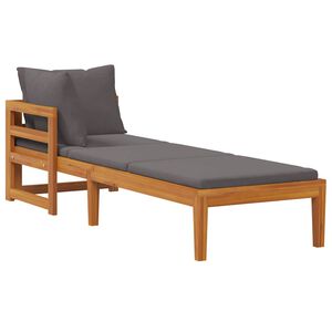 vidaXL Tumbona con 1 reposabrazos gris oscuro madera maciza acacia