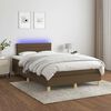 vidaXL Cama box spring con colch&oacute;n y LED tela marr&oacute;n oscuro 120x190 cm