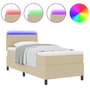 vidaXL Cama Box Spring LED Gris claro y . 100 x 200 cm Tela de Pana