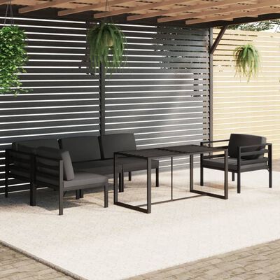 vidaXL Set muebles de jardín 6 pzas y cojines aluminio gris antracita