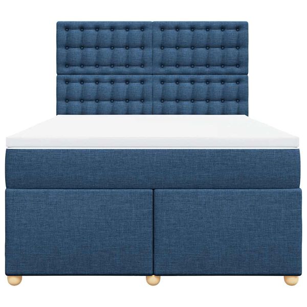 vidaXL Cama box spring con colch&oacute;n tela azul 140x190 cm