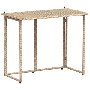 vidaXL Mesa de jard&iacute;n plegable rat&aacute;n sint&eacute;tico beige 90x51x75 cm