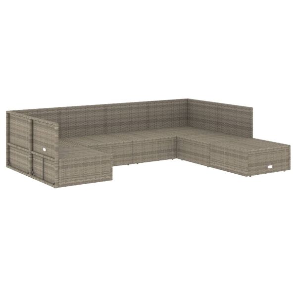 vidaXL Set de muebles de jard&iacute;n 7 pzas y cojines rat&aacute;n sint&eacute;tico gris