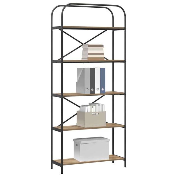 vidaXL Estante de libros Roble artesanal 80 x 30 x 183 cm