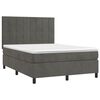 vidaXL Cama box spring colch&oacute;n y LED terciopelo gris oscuro 140x190 cm