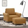 vidaXL Sill&oacute;n con taburete terciopelo marr&oacute;n 60 cm