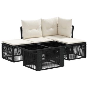 vidaXL Conjunto de sof&aacute;s de jard&iacute;n 5 uds. Negro rat&aacute;n sint&eacute;tico