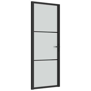 vidaXL Puerta interior de vidrio y aluminio negro mate 76x201,5 cm