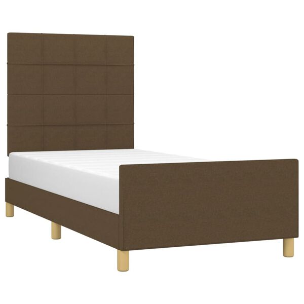 vidaXL Estructura de cama sin colch&oacute;n tela marr&oacute;n oscuro 100x200 cm