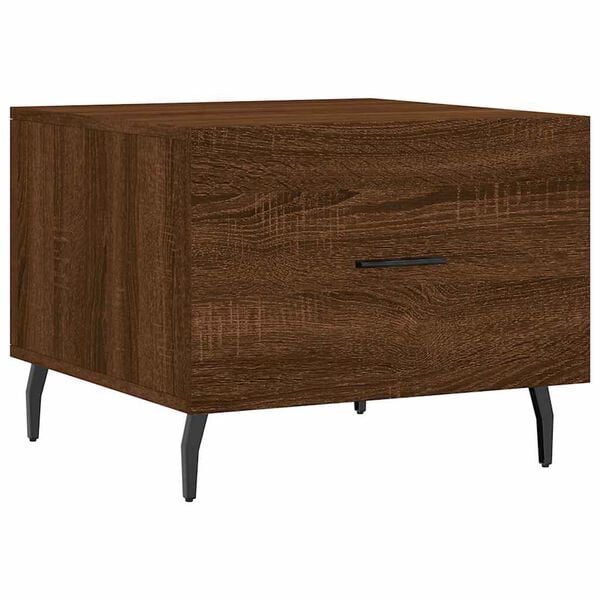 vidaXL Mesa de centro madera contrachapada roble marr&oacute;n 50x50x40 cm
