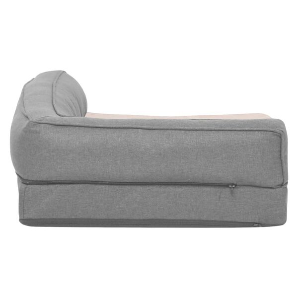 vidaXL Colch&oacute;n de cama de perro ergon&oacute;mico aspecto lino gris 90x64 cm