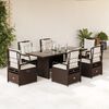 vidaXL Set comedor de jard&iacute;n 7 pzas con cojines rat&aacute;n sint&eacute;tico marr&oacute;n