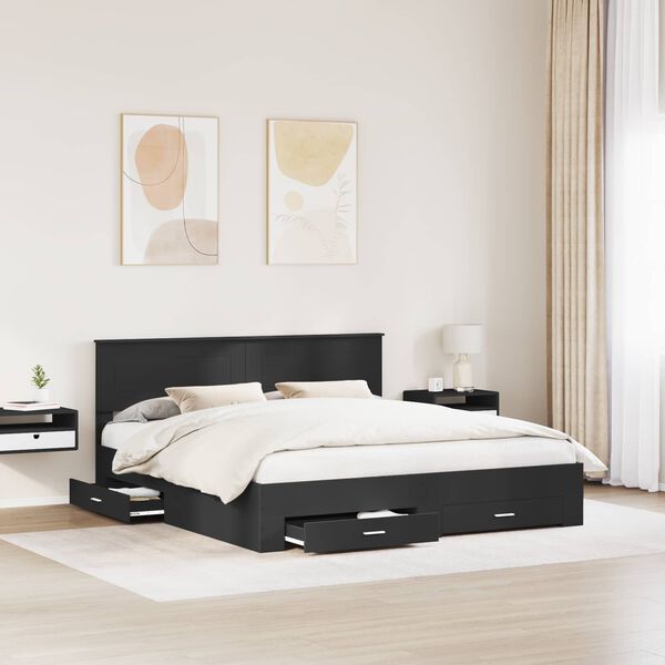 vidaXL Estructura de cama con cabecera Negro y Plata 200 x 200 cm
