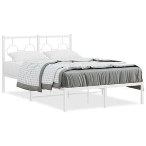 vidaXL Estructura cama sin colch&oacute;n con cabecero metal blanco 120x200cm