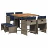 vidaXL Conjunto de comedor de jard&iacute;n de 9 piezas con cojines, polirat&aacute;n gris
