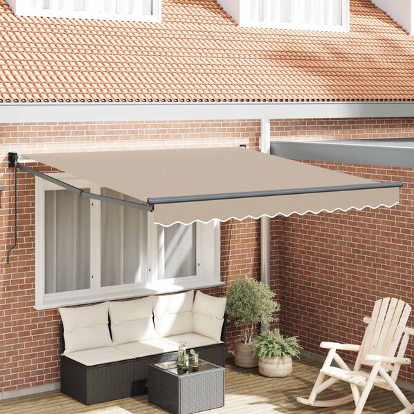 vidaXL Toldo Retr&aacute;ctil Manual Beige 350 x 250 cm Poli&eacute;ster y Aluminio