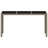 vidaXL Mesa de jardín superficie de vidrio ratán PE gris 150x90x75 cm