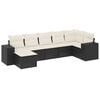 vidaXL Set de comedor de jard&iacute;n 7 pzas y cojines rat&aacute;n sint&eacute;tico negro