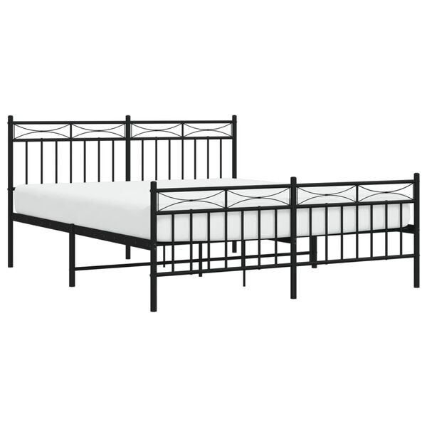 vidaXL Estructura cama sin colch&oacute;n con estribo metal negro 160x200 cm