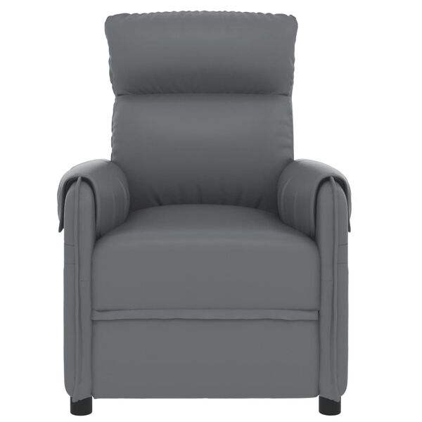 vidaXL Sill&oacute;n reclinable el&eacute;ctrico de cuero sint&eacute;tico gris